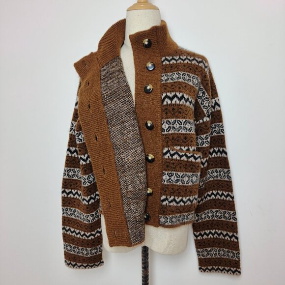 Sézane Thais Jacket Brown Jacquard Kid mohair - Picture 7 of 15